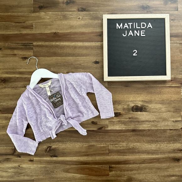 NWT Matilda Jane Can You Imagine Knit Wrap Tie Purple Long Sleeve Sweater 2 - Picture 1 of 6